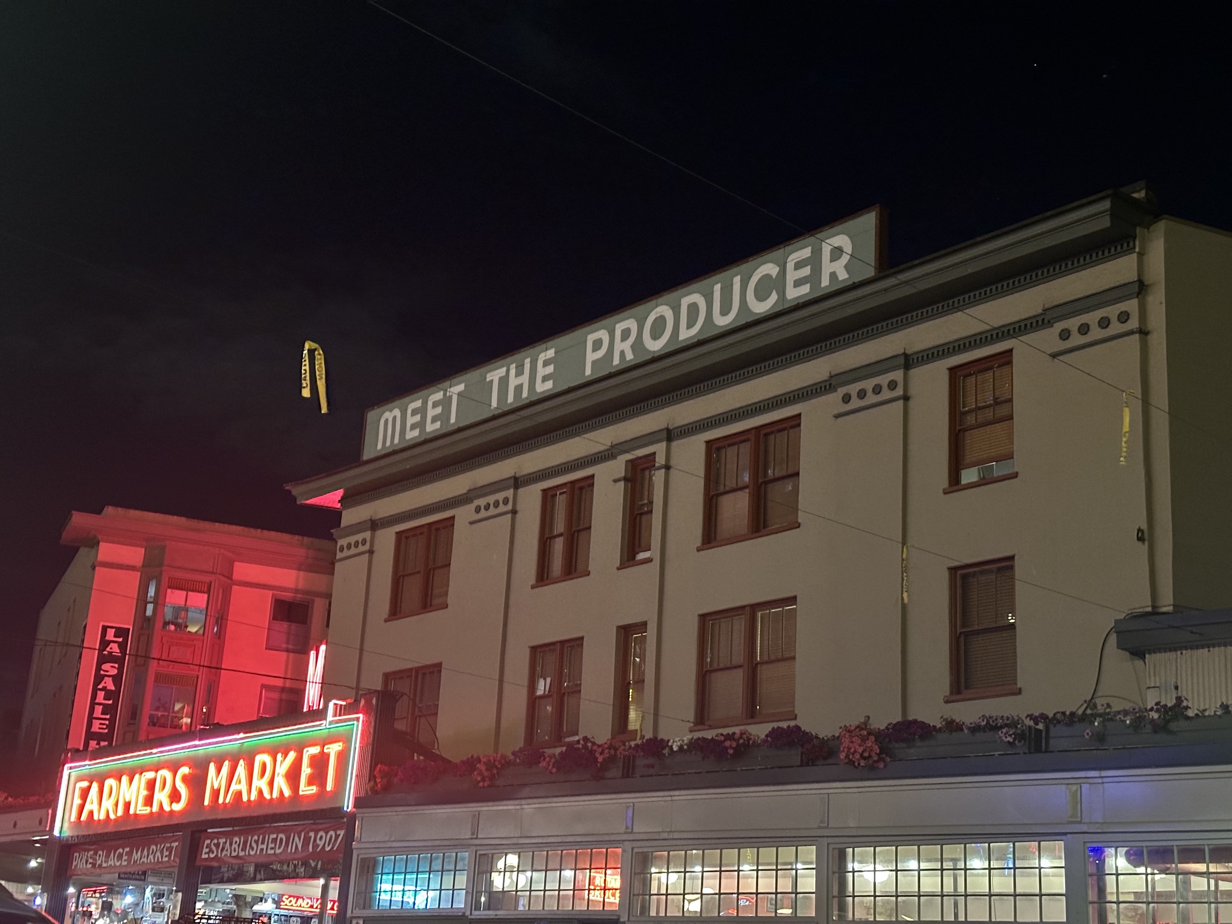 Pike Place Market at night